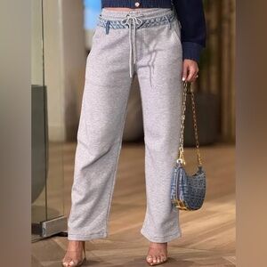 Risen Los Angelas Heather Gray Sweatpants with Denim Trim NWT (see description)